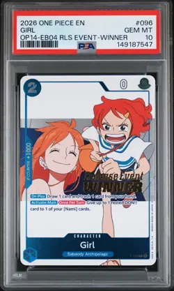 PSA 10 - Nami Girl P-096 Release Event WINNER Stamped One Piece OP14-EB04 2026 - Image 1