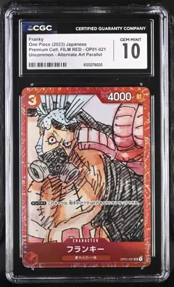 CGC 10 Franky OP01-021 Alt Art Promo One Piece Japanese FILM RED Collection Gem - Image 1