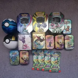 Pokemon Card Huge Empty Storage Tin Bundle Pokeball Tins, stacking Tin, mini tin - Image 1