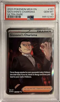 2023 POKEMON MEW EN-151 #197 GIOVANNI'S CHARISMA ULTRA RARE - PSA 10 - Image 1