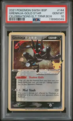 2021 POKEMON SWSH BLACK STAR PROMO #144 GRENINJA-GOLD STAR PSA 10 - Image 1