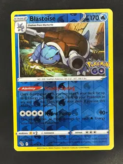 BLASTOISE 017/078 HOLO RARE POKEMON GO POKEMON REVERSE HOLO NM - Image 1