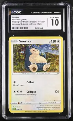 CGC 10 - Snorlax 016/034 Holo Pokemon TCG Classic CLV Deck English 2023 Gem Mint - Image 1