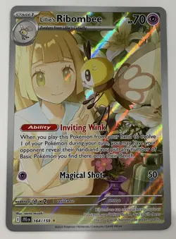 Lillie's Ribombee Illustration Rare Holofoil JTG 164/159 NM Pokemon TCG - Image 1