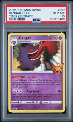 PSA 10 Gem Mint #057 GENGAR HOLO 2022 Pokemon Trick Or Trade Stamp - Image 1