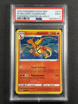 Pokemon Cards PSA 9 MINT Special Delivery Charizard Center UK Holo Swsh Bsp #075 - Image 1