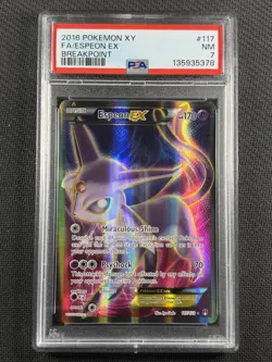 Pokemon Cards PSA 7 NM Espeon EX Full Art Breakpoint XY 2016 Ultra Rare 117/122 - Image 1