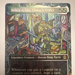Mikey & Leo,Chaos & Order - Borderless- Teenage Mutant Ninja Turtles - MTG - - Image 3
