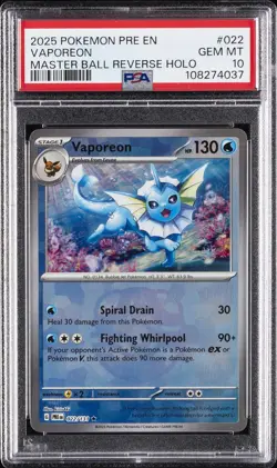 2025 POKEMON PRE EN-PRISMATIC EVOLUTIONS #022 VAPOREON PSA 10 - Image 1