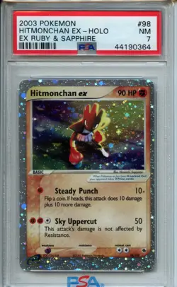 2003 Pokemon Ex Ruby & Sapphire #98 Hitmonchan Ex Holo PSA 7 - Image 1