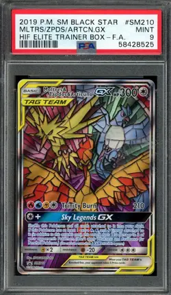 Moltres Zapdos Articuno GX Pokemon 2019 Sun & Moon Black Star Promo SM210 PSA 9 - Image 1