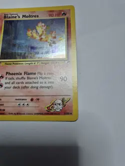 Blaine’s Moltres Holo 1/132 Gym Heroes Pokemon Card WOTC 2000 Vintage - Image 2