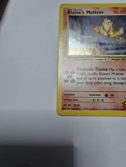 Blaine’s Moltres Holo 1/132 Gym Heroes Pokemon Card WOTC 2000 Vintage - Image 3