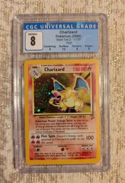 CGC 8 Charizard Pokemon WOTC 2000 Base Set 2 #4 W/Subgrades Graded Card - Image 1
