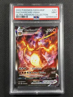 Pokemon Cards PSA 9 MINT Charizard Vmax FA UPC Black Star Promo Swsh 2022 #261 - Image 1