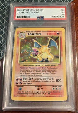 1999 Pokemon Base Set Unlimited CHARIZARD Holo #4 PSA 5 EXCELLENT - Image 1