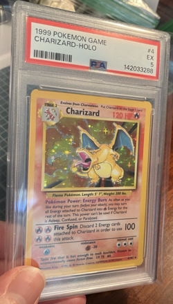 1999 Pokemon Base Set Unlimited CHARIZARD Holo #4 PSA 5 EXCELLENT - Image 3