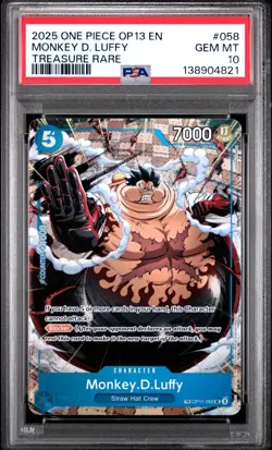 2025 ONE PIECE OP13 058 CARRYING ON HIS WILL MONKEY D LUFFY TREASURE RARE PSA 10 - Image 1