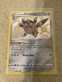 Galarian Perrserker SV087/SV122 Shiny Holo Rare Pokemon Shining Fates - Image 1