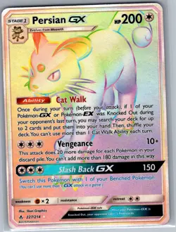 Persian GX (Secret) 227/214 SM - Unbroken Bonds - Pokemon Card - NM - Image 1