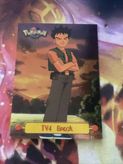 BROCK TV4 - BLUE LOGO - HOLO - Series 1 TOPPS POKEMON CARD - LP - Image 1