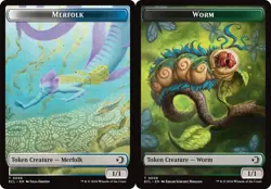 Merfolk // Worm Double-Sided Token~~NM~Lorwyn Eclipsed~MTG - Image 1