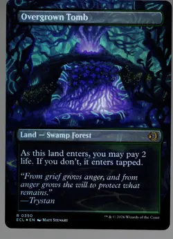 Overgrown Tomb (Borderless/Foil) - Lorwyn Eclipsed - NM - Rare - Land - Image 2