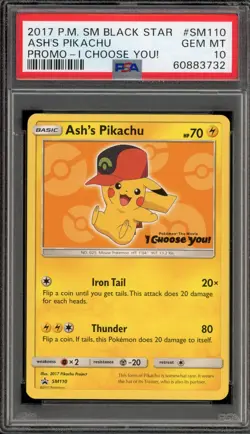 Pokemon Ash's Pikachu I Choose You! Black Star Promo SM110 PSA 10 Gem Mint - Image 1