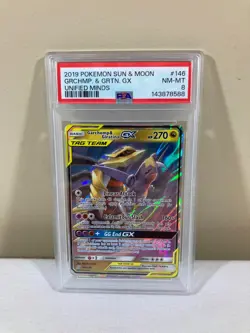 2019 POKEMON SUN & MOON UNIFIED MINDS GARCHOMP & GIRATINA GX #146 PSA 8 - Image 1