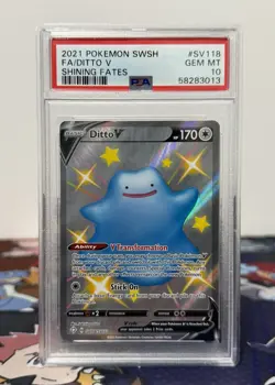 PSA 10 Pokemon Card Ditto V Shining Fates Shiny Vault SV118/SV122 Holo - Image 1
