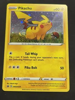 Pokemon Pikachu SWSH039 Cosmo Holo Rare Black Star Promo Card NM Swirl 🌀 - Image 1