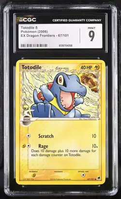 CGC 9 MINT Totodile 2006 EX Dragon Frontiers 67/101 Pokemon Card - Image 1