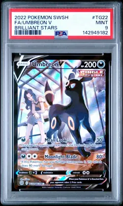 2022 POKEMON SWORD & SHIELD BRILLIANT STARS #TG22 FULL ART/UMBREON V PSA 9 - Image 1