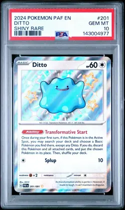 2024 POKEMON DITTO 201/091 PAF EN-PALDEAN FATES SHINY RARE #201 DITTO PSA 10 - Image 3
