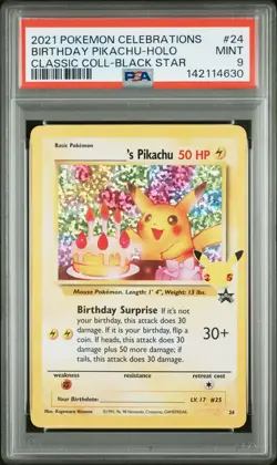 Pikachu Birthday #24 Pokemon Celebrations HOLO PSA 9 - Image 1
