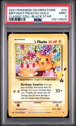 Pikachu Birthday #24 Pokemon Celebrations HOLO PSA 9 - Image 1