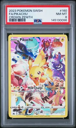 2023 POKEMON SWORD & SHIELD CROWN ZENITH #160 FULL ART/PIKACHU PSA 8 - Image 1