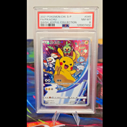 2021 POKEMON CHINESE S PROMO SWORD & SHIELD JOYFUL COLLECTION FA/PIKACHU PSA 8 - Image 1