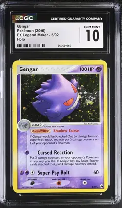 CGC 10 GEM MINT Gengar 2006 EX Legend Maker 5/92 Holo SWIRL Pokemon Card - Image 1