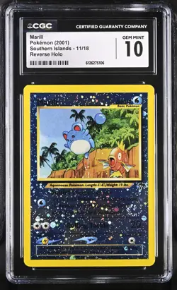 CGC 10 GEM MINT Marill Southern Islands 11/18 Reverse Holo SWIRL Pokemon Card - Image 1