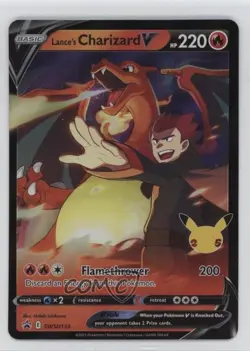 Lance's Charizard V (Celebrations Collection) Pokemon Sword & Shield Black Star - Image 1