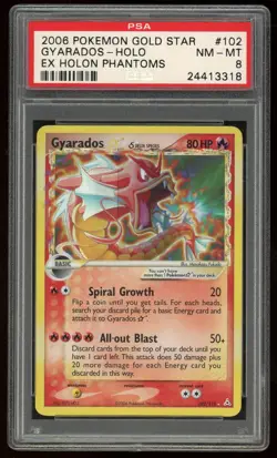 2006 Pokemon Gold Star EX Holon Phantoms Gyarados Holo #102 - PSA 8 - Image 1