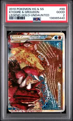 2010 POKEMON HEARTGOLD & SOULSILVER UNDAUNTED KYOGRE & GROUDON LEGEND-HOLO PSA 2 - Image 1