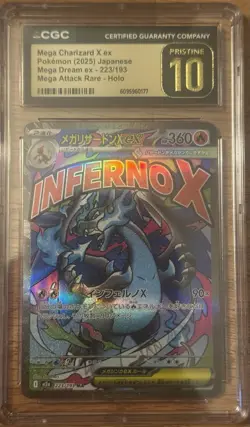 CGC Pristine 10 Mega Charizard X ex 223/193 Mega Dream ex Japanese Pokemon - Image 1