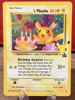 Pokemon TCG Birthday Pikachu Celebrations: Classic Collection 24/53 Near Mint - Image 1