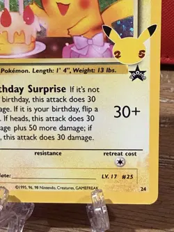 Pokemon TCG Birthday Pikachu Celebrations: Classic Collection 24/53 Near Mint - Image 4