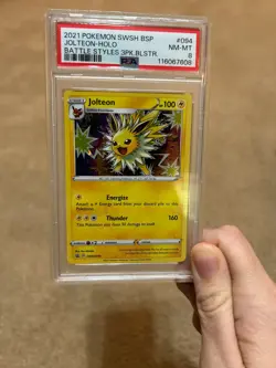 Jolteon SWSH094 SWSH: Sword & Shield Promo Cards Holo PSA 8 - Image 1