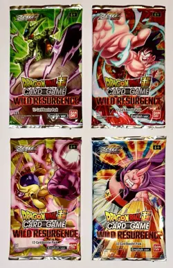 DRAGONBALL SUPER X4 BOOSTER SEALED CARD GAME WILD RESURGENCE CON 12 CARDS - Image 1
