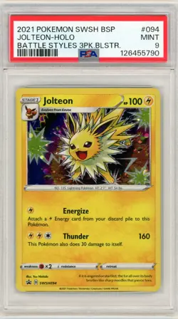 2021 Pokemon Jolteon Battle Styles SWSH094 Black Star Promo Holo Card PSA 9 D - Image 1