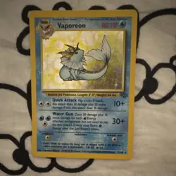Vaporeon Jungle Holo Rare 12/64 Unlimited 80 HP Stage 1 Pokemon TCG Card - Image 1